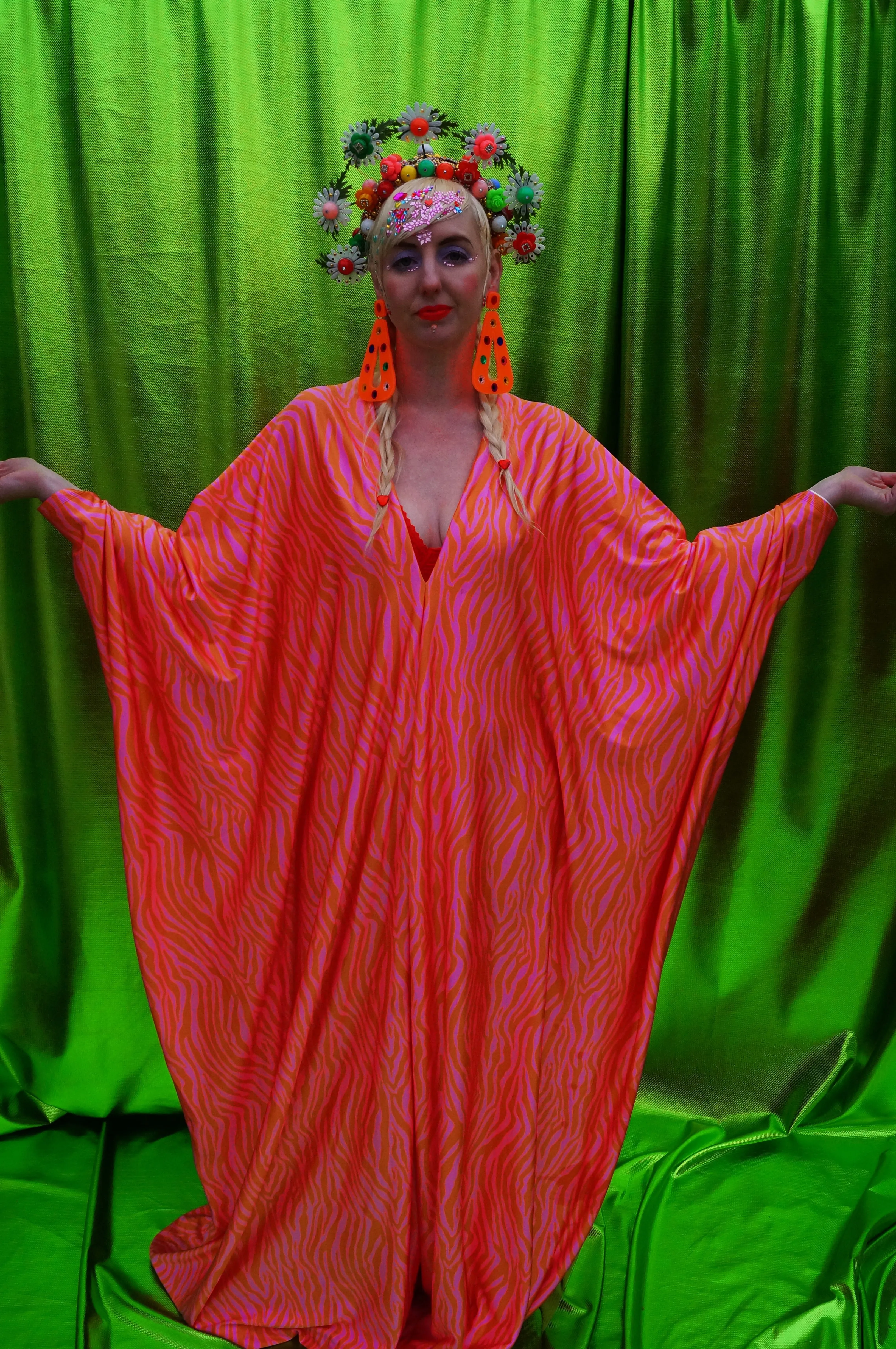 Pink and Orange print kaftan Gown