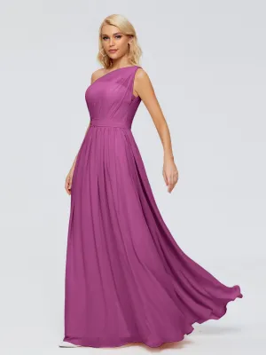 Purple Orchid Bridesmaid Dresses Arabella One Shoulder Sash Bridesmaid Dresses