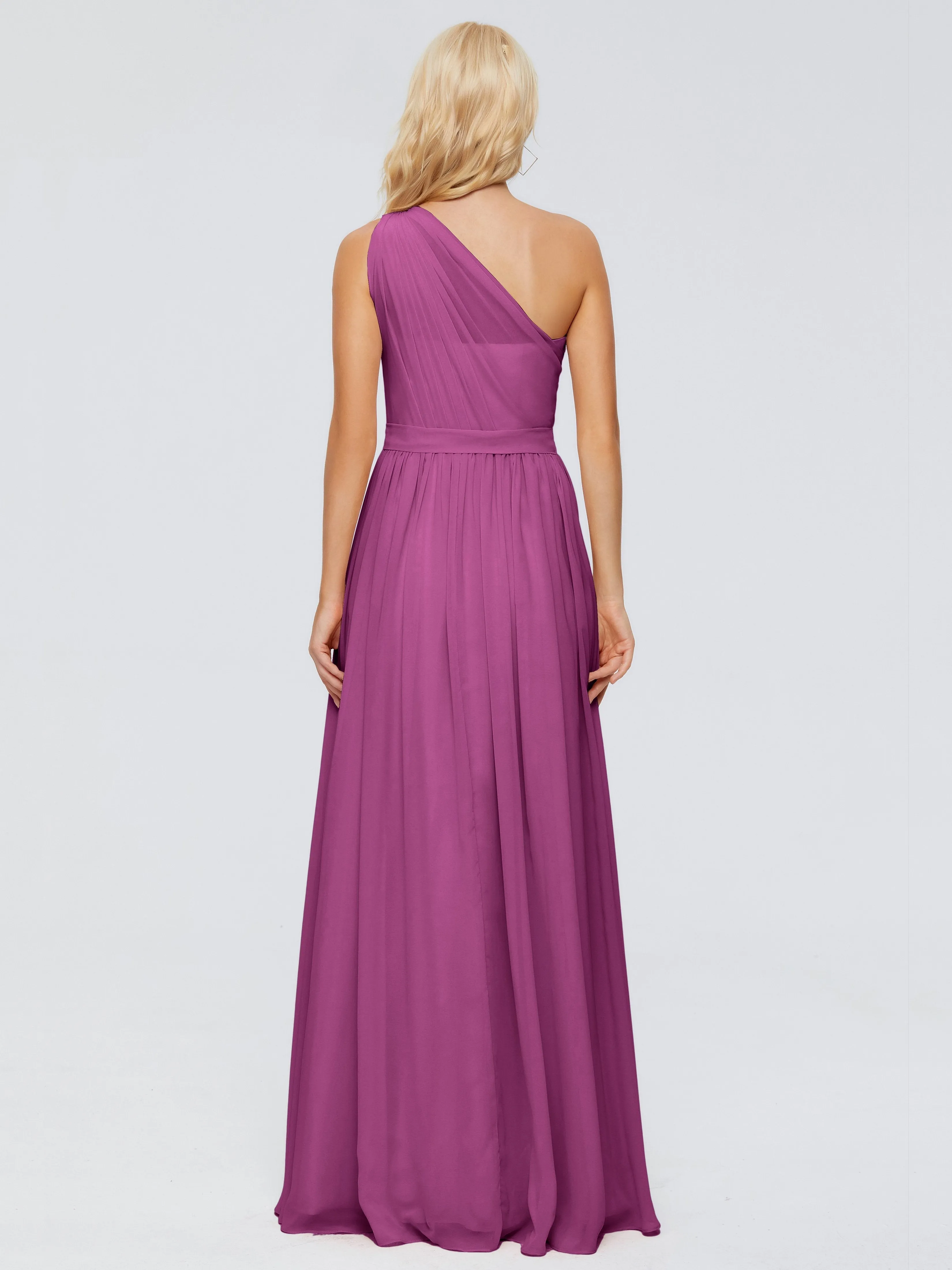 Purple Orchid Bridesmaid Dresses Arabella One Shoulder Sash Bridesmaid Dresses