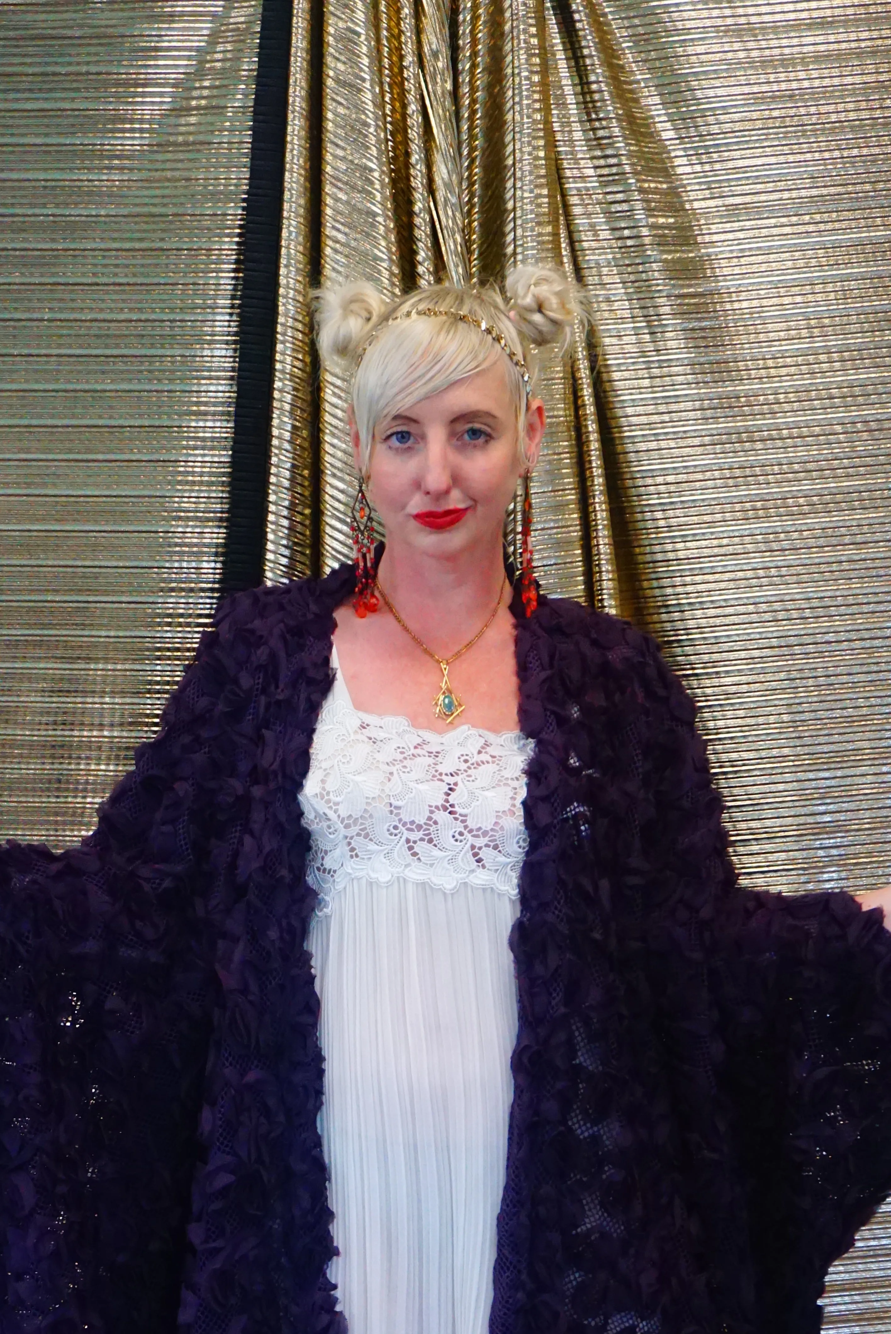 Purple textured Floral Kimono Robe
