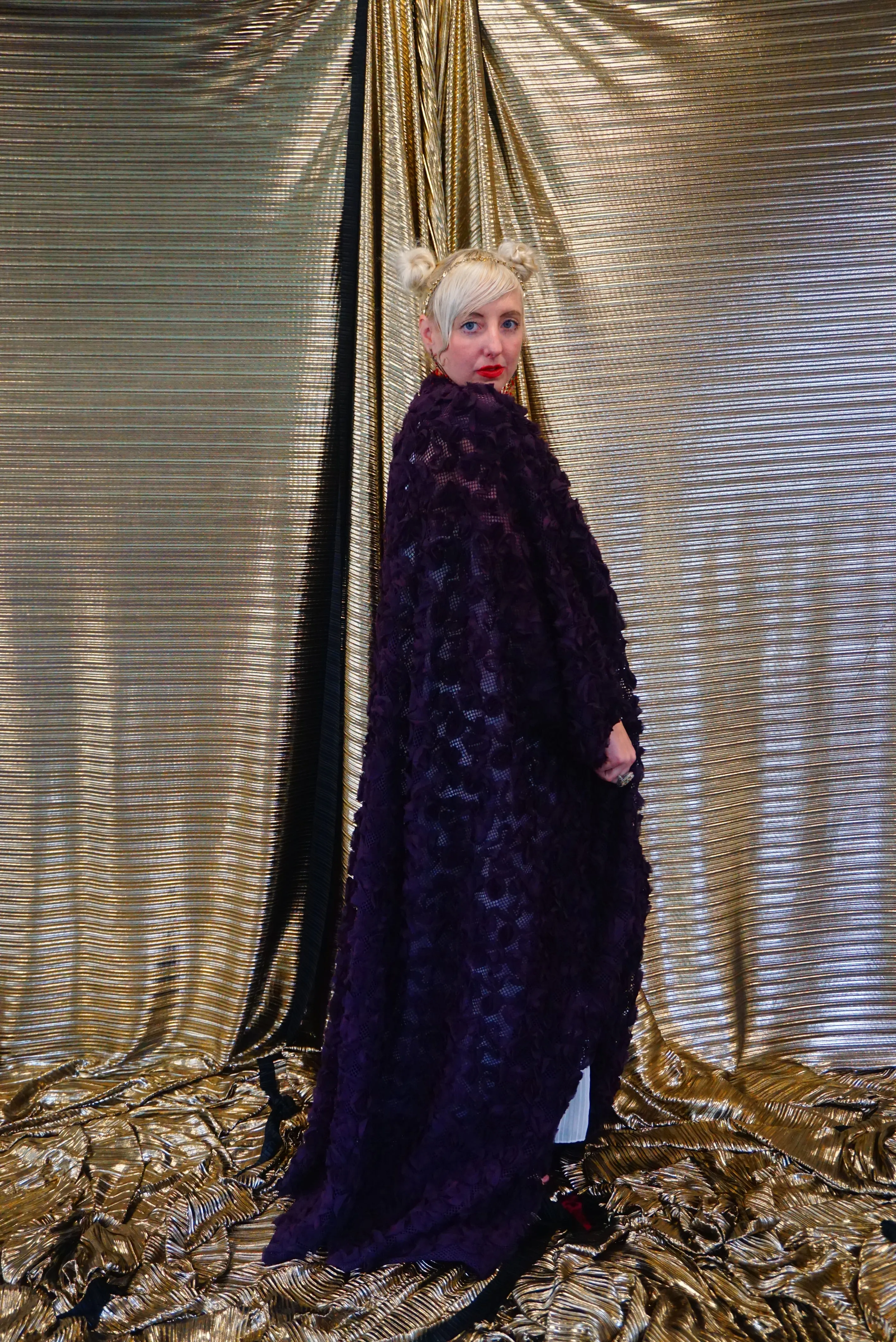 Purple textured Floral Kimono Robe