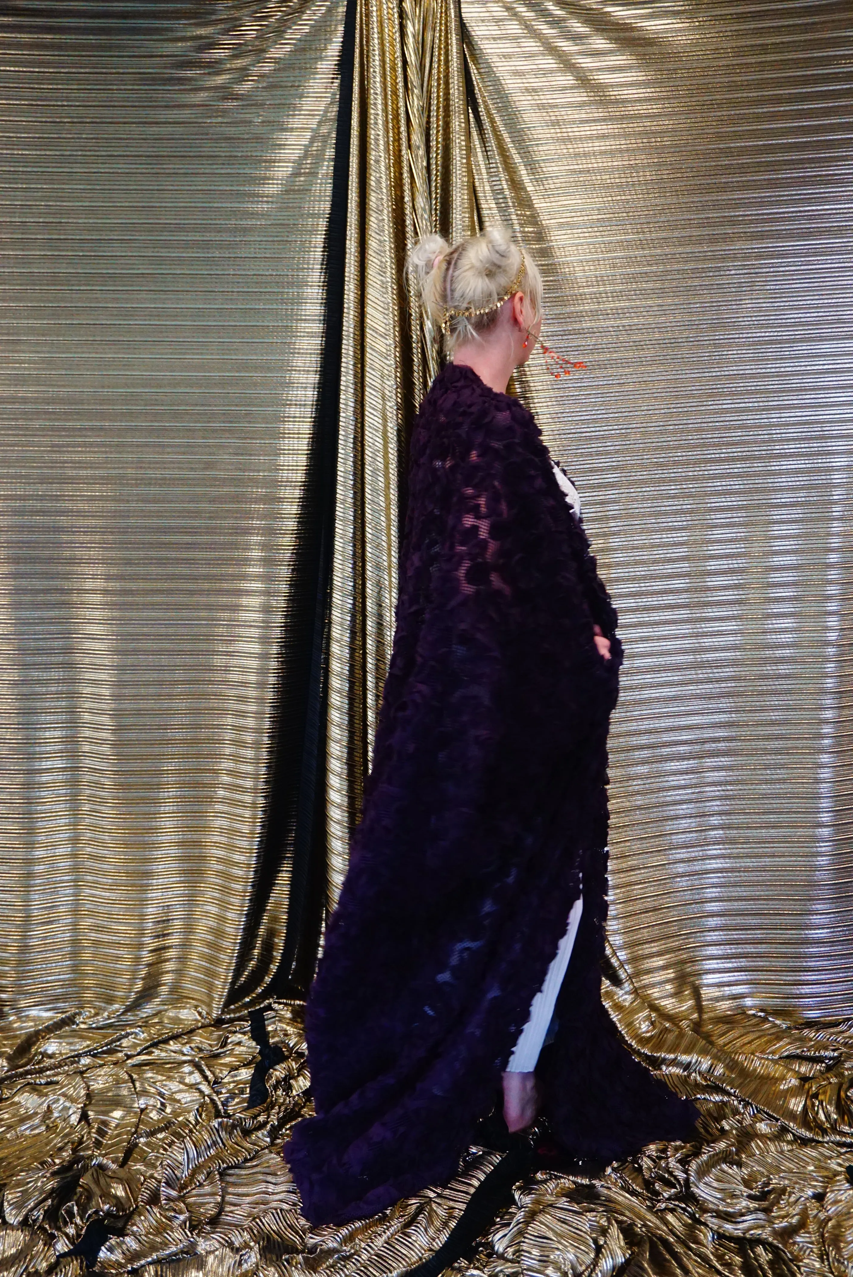 Purple textured Floral Kimono Robe