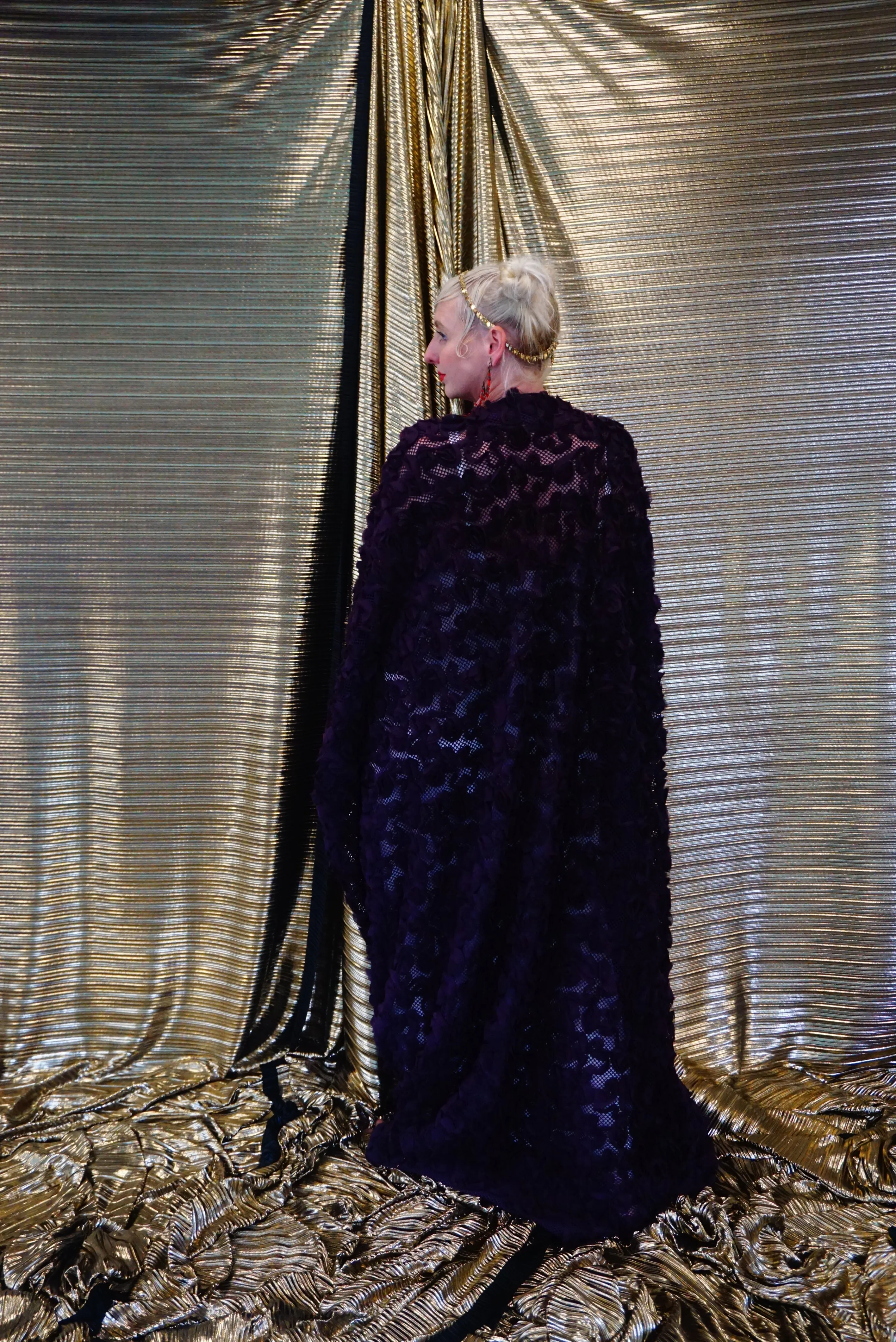 Purple textured Floral Kimono Robe