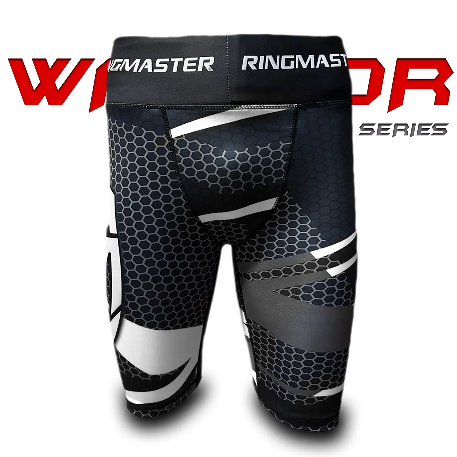 RingMaster Sports Warrior Series Compression Shorts Black White