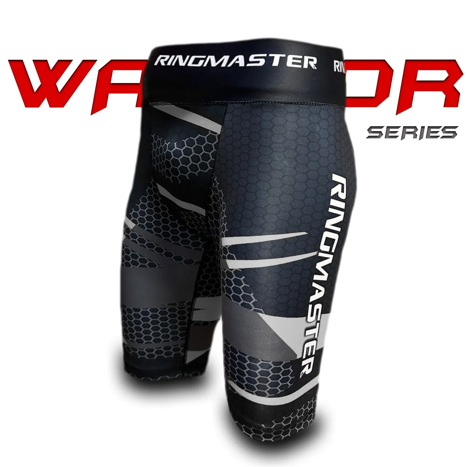 RingMaster Sports Warrior Series Compression Shorts Black White