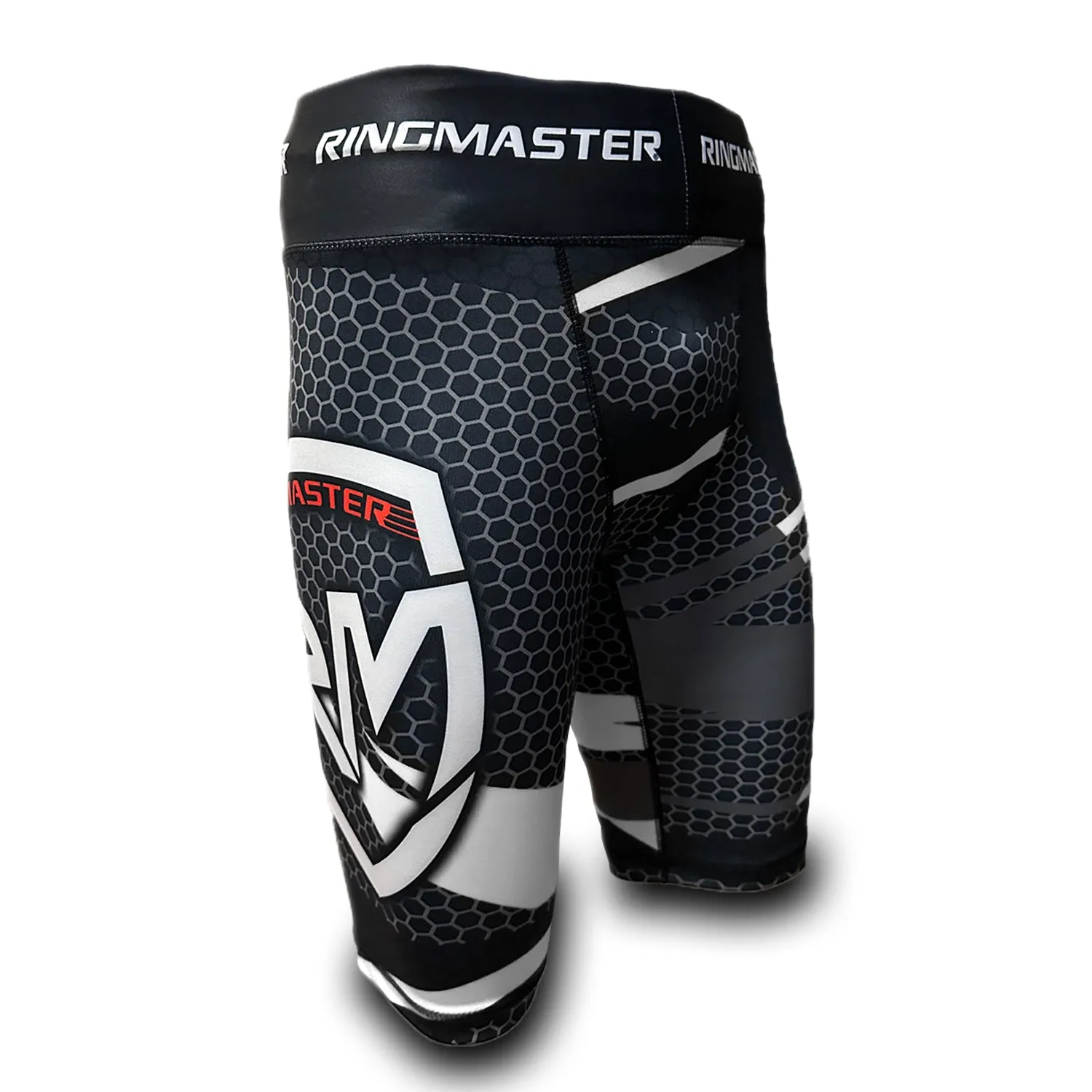 RingMaster Sports Warrior Series Compression Shorts Black White