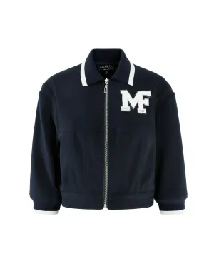 Rose Blue Embroidered Mid-Sleeves Casual Jacket
