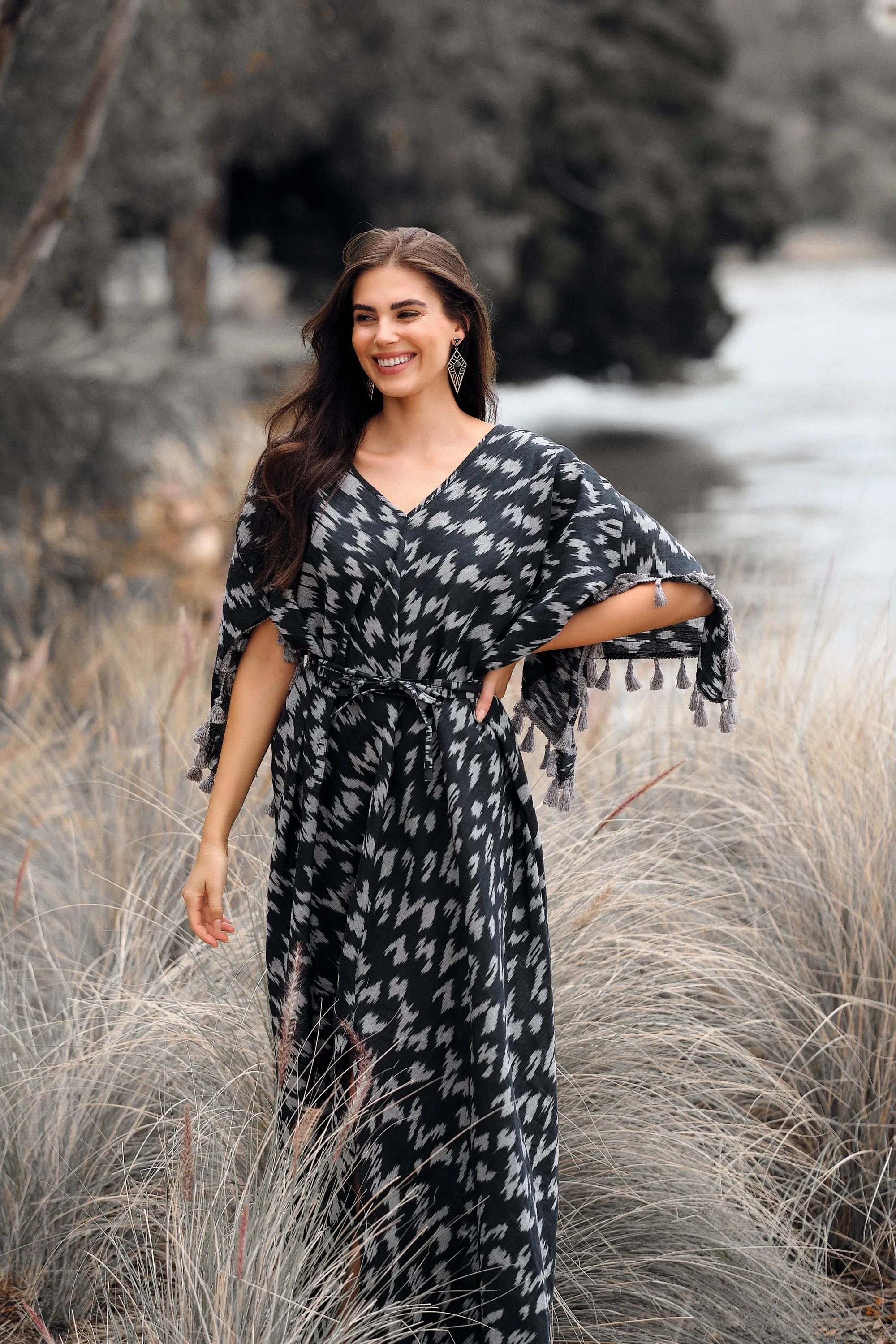 Shenaz Kaftan - Tara Print (Black)