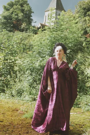 Shiny Purple Snakeskin Velvet kaftan Gown
