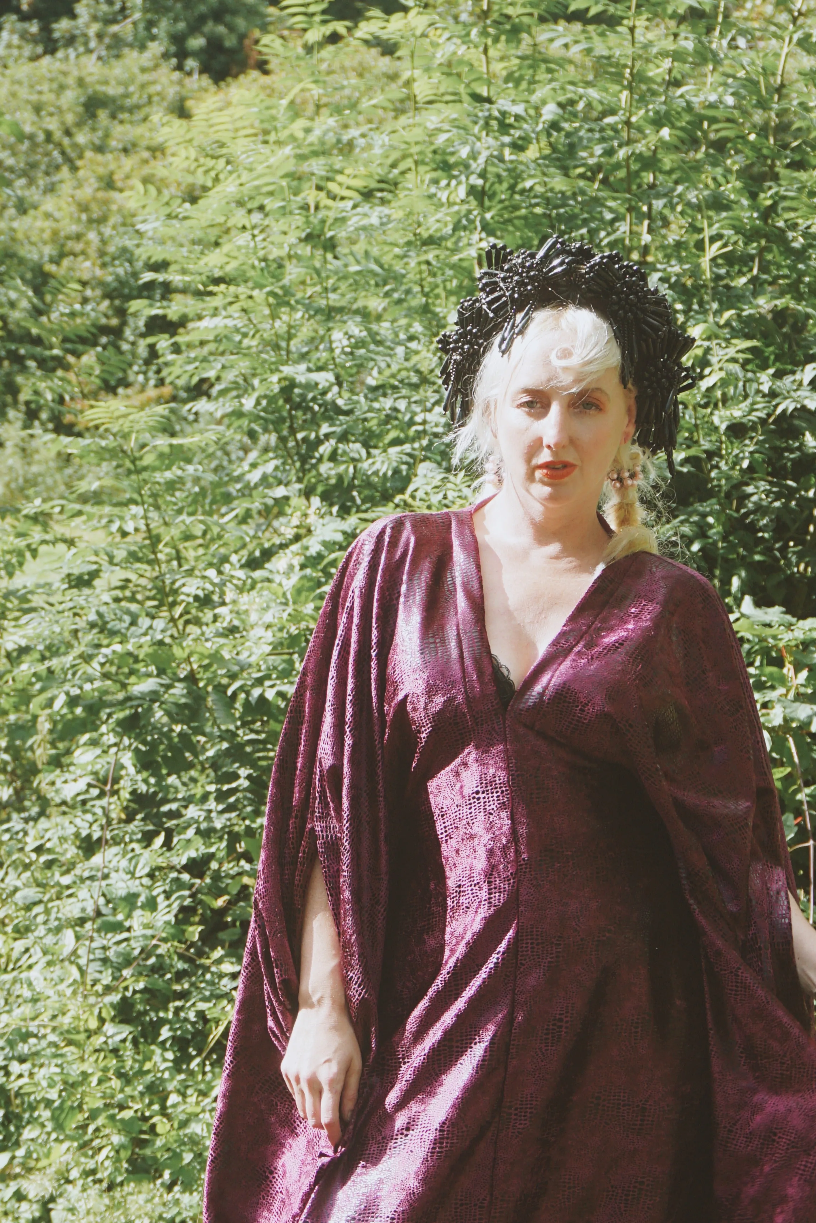 Shiny Purple Snakeskin Velvet kaftan Gown