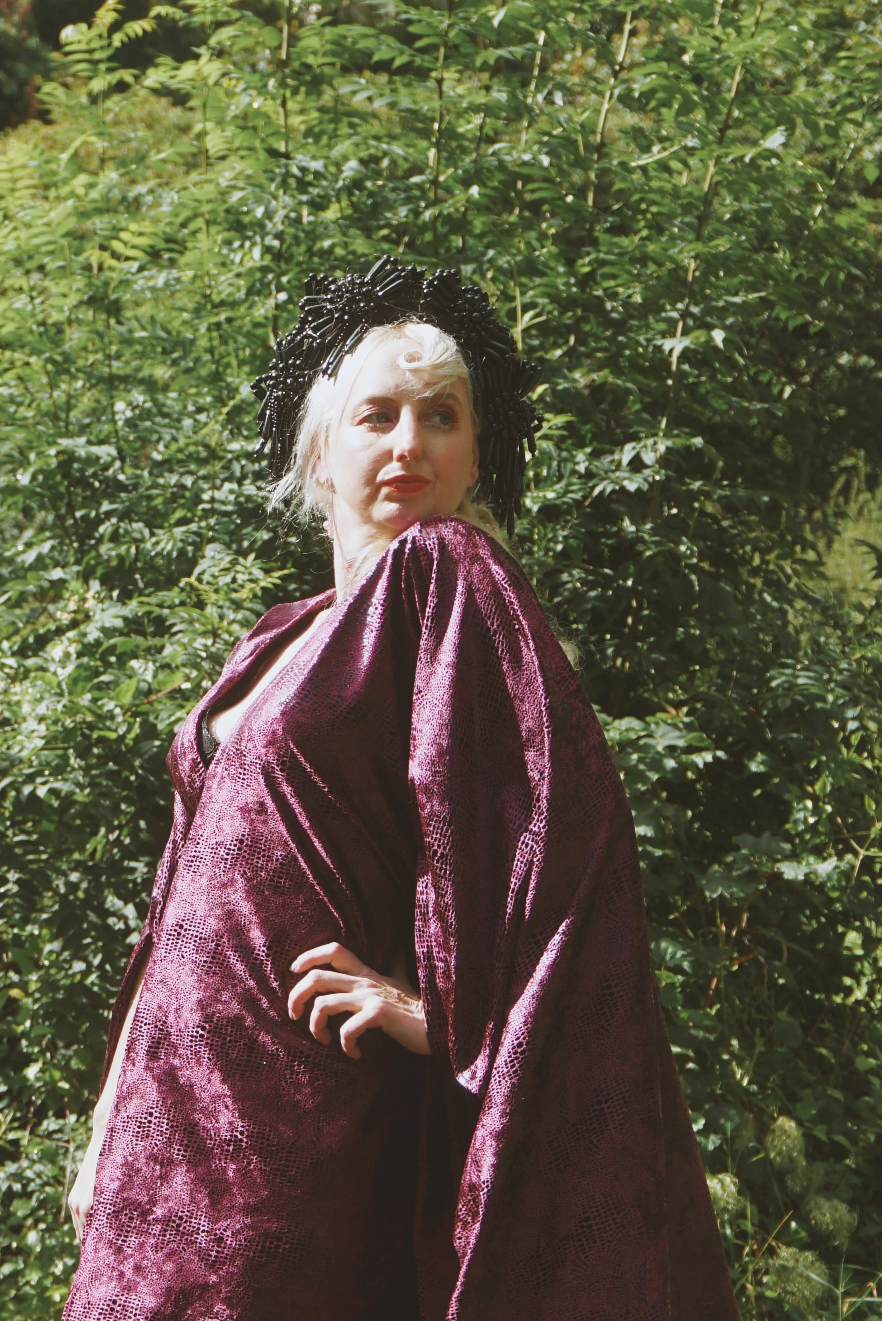 Shiny Purple Snakeskin Velvet kaftan Gown