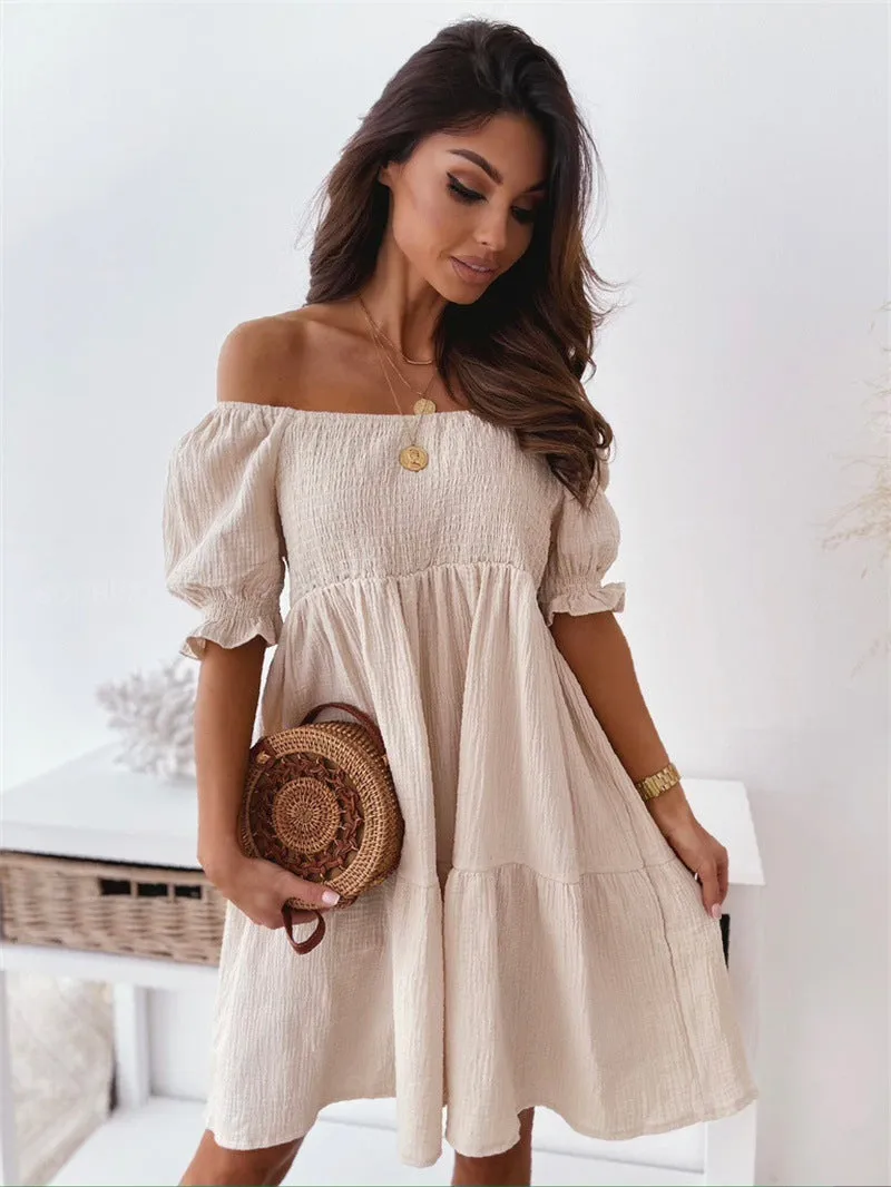 Short Skirt Women's Summer Backless Off-shoulder Long Dress