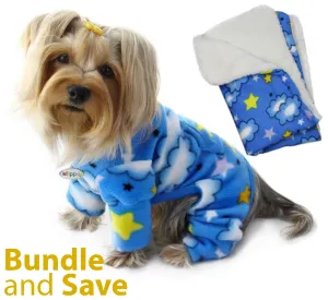 Stars and Clouds Fleece Pajama with 20% OFF Blanket Bundles