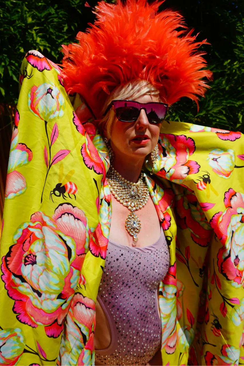 Summer Floral Sateen Cotton Kaftan Gown / Kimono Robe