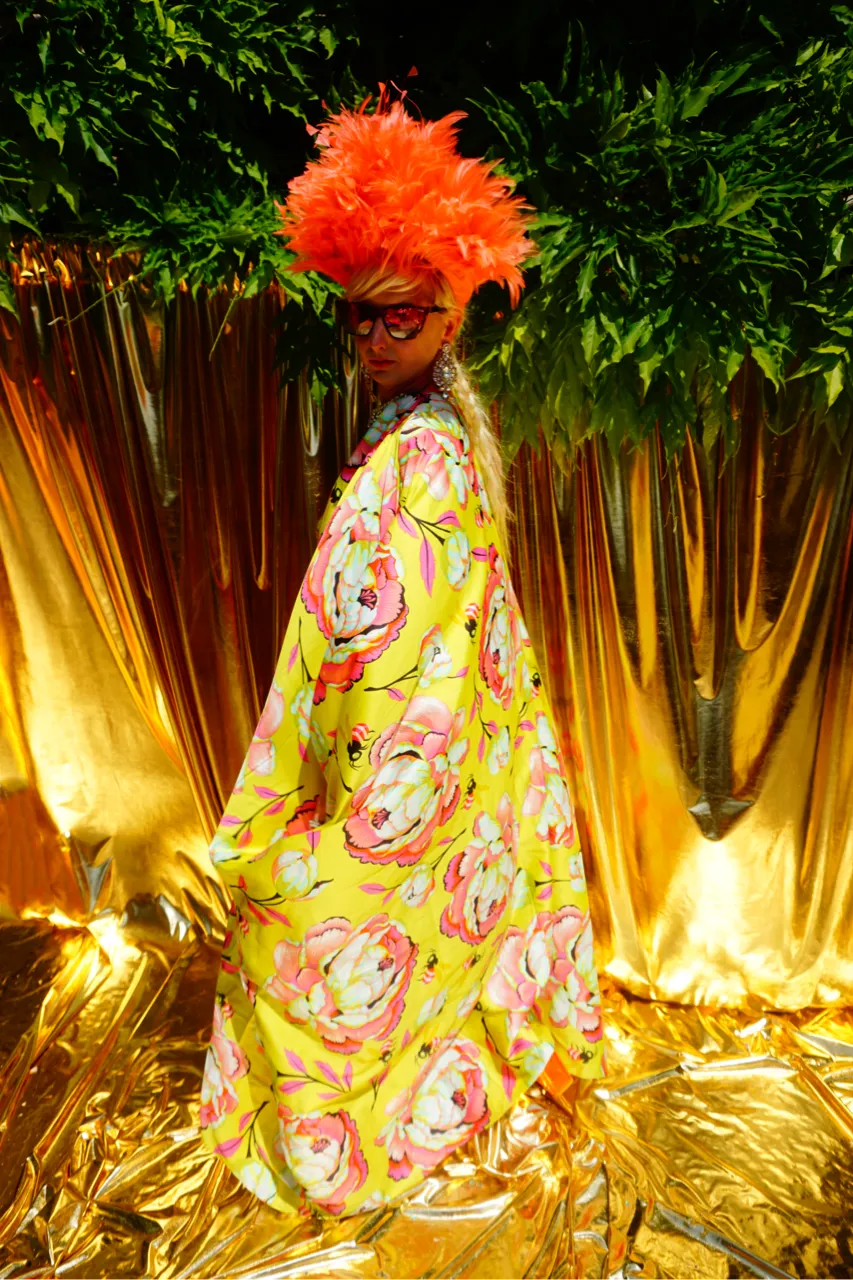 Summer Floral Sateen Cotton Kaftan Gown / Kimono Robe