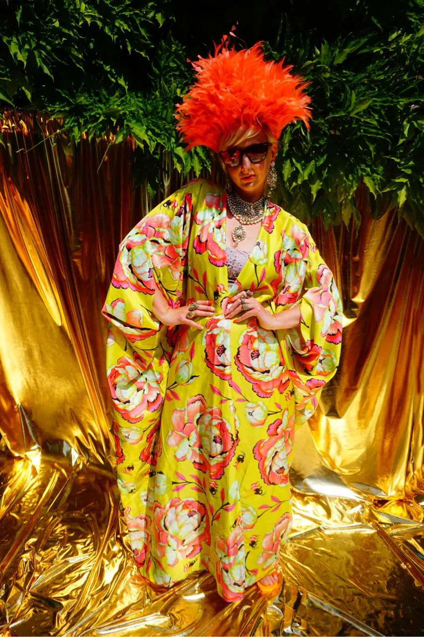 Summer Floral Sateen Cotton Kaftan Gown / Kimono Robe