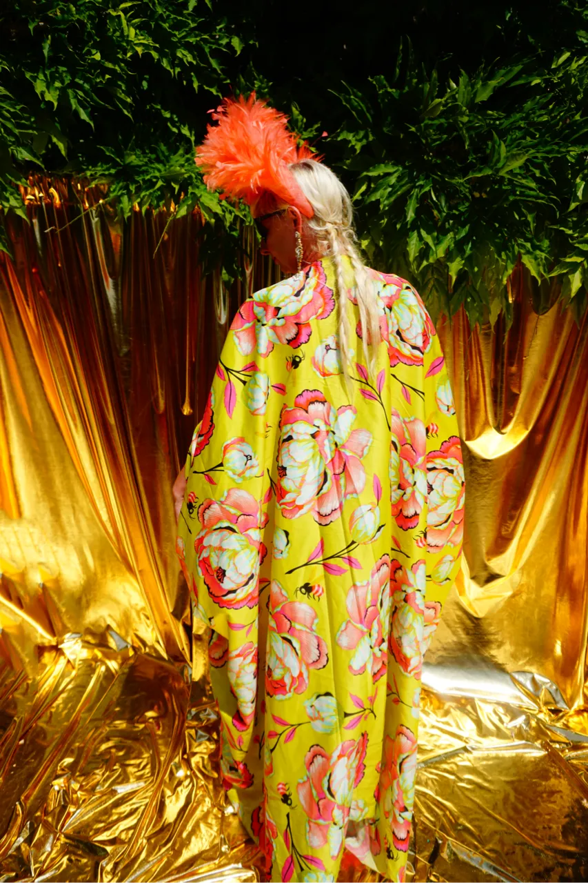 Summer Floral Sateen Cotton Kaftan Gown / Kimono Robe