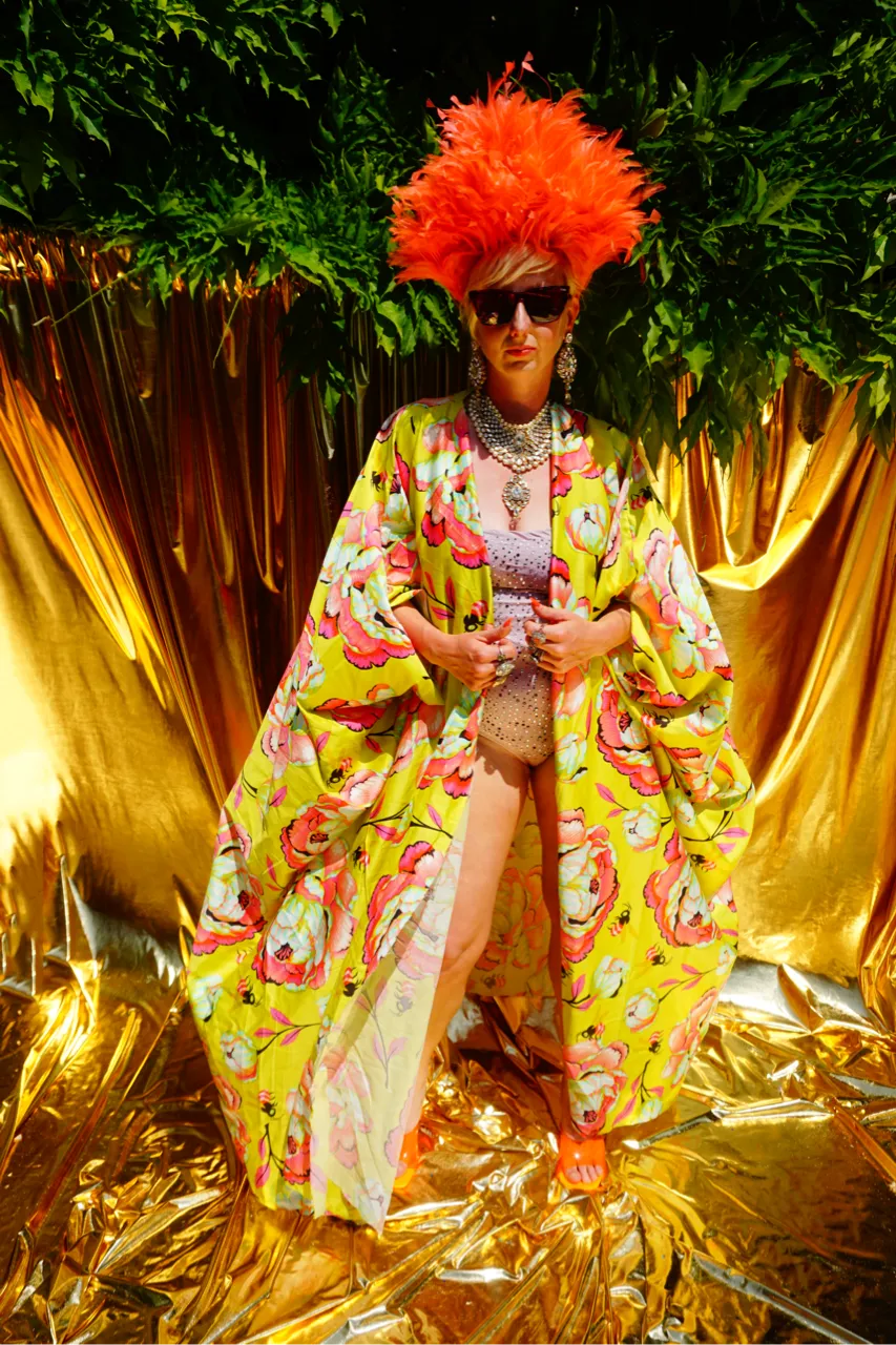 Summer Floral Sateen Cotton Kaftan Gown / Kimono Robe