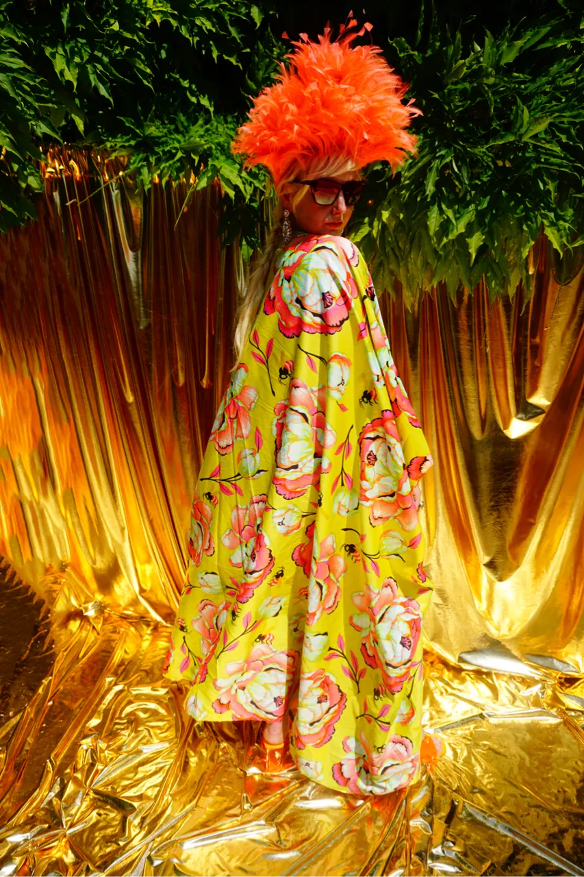 Summer Floral Sateen Cotton Kaftan Gown / Kimono Robe