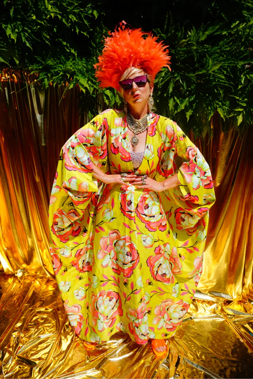 Summer Floral Sateen Cotton Kaftan Gown / Kimono Robe