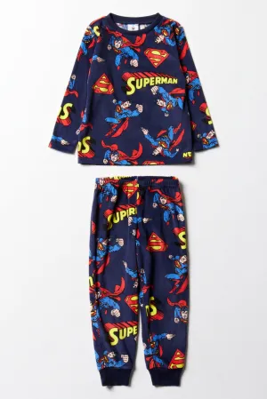 Superman Long Sleeve Pyjamas Navy