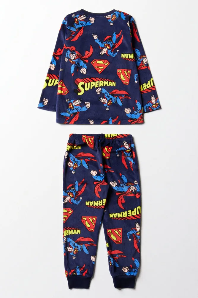 Superman Long Sleeve Pyjamas Navy