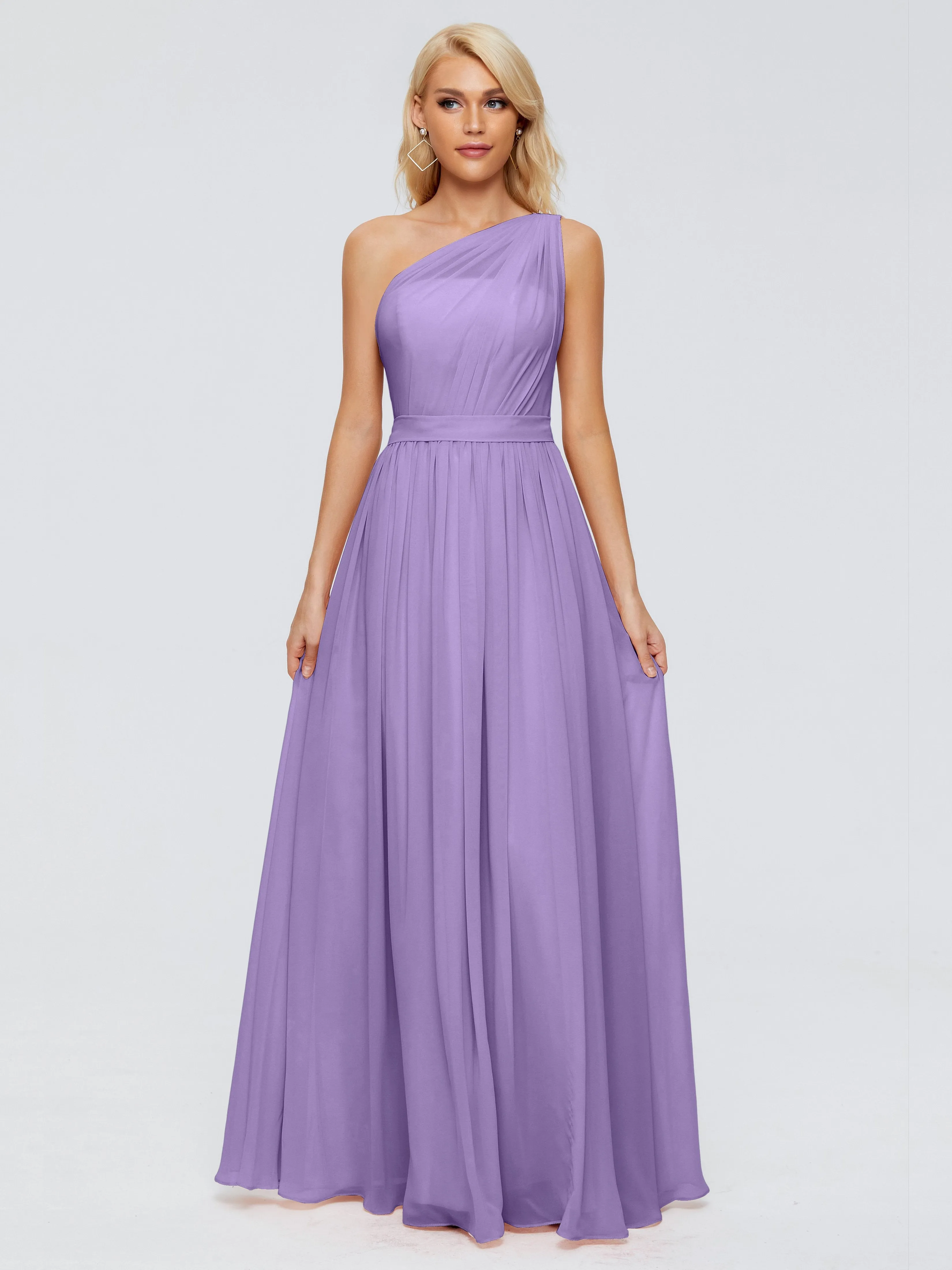 Tahiti Purple Bridesmaid Dresses Arabella One Shoulder Sash Bridesmaid Dresses