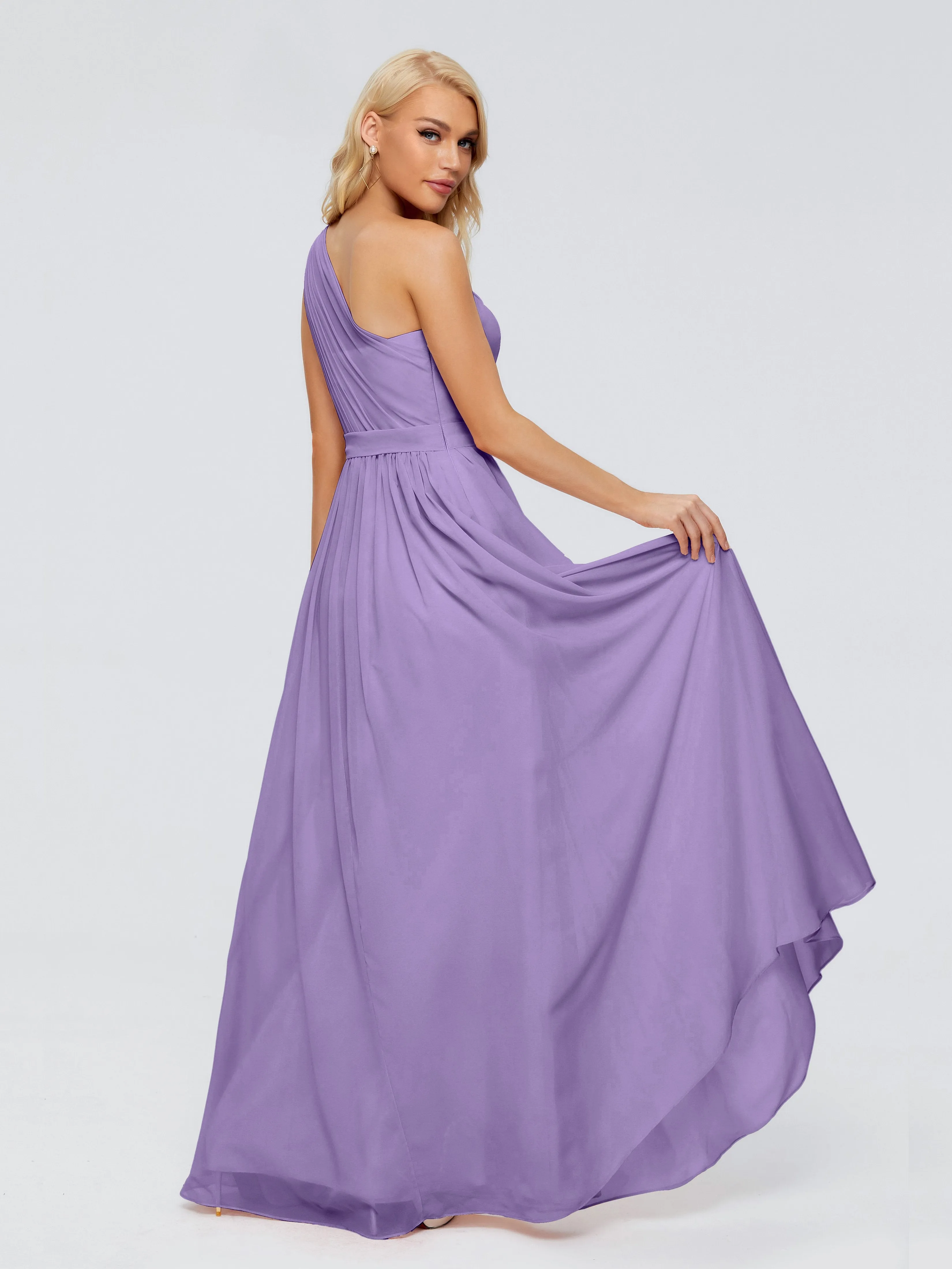 Tahiti Purple Bridesmaid Dresses Arabella One Shoulder Sash Bridesmaid Dresses