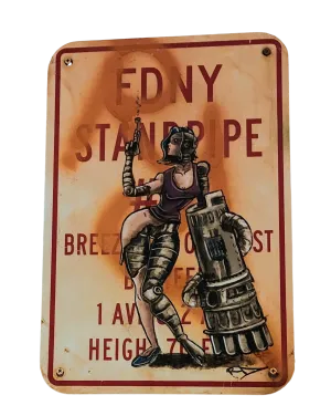 Techno Standpipe Original Street Sign Painting by RD-357 Real Deal