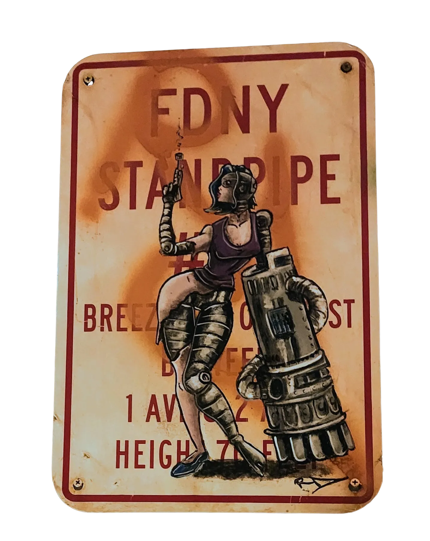 Techno Standpipe Original Street Sign Painting by RD-357 Real Deal