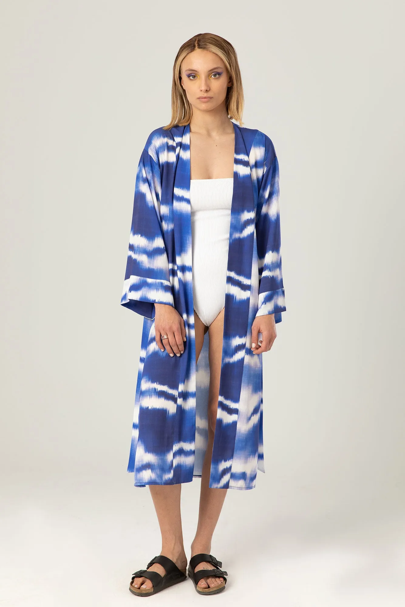 The Sun Kaftan | Blue and white tie dye