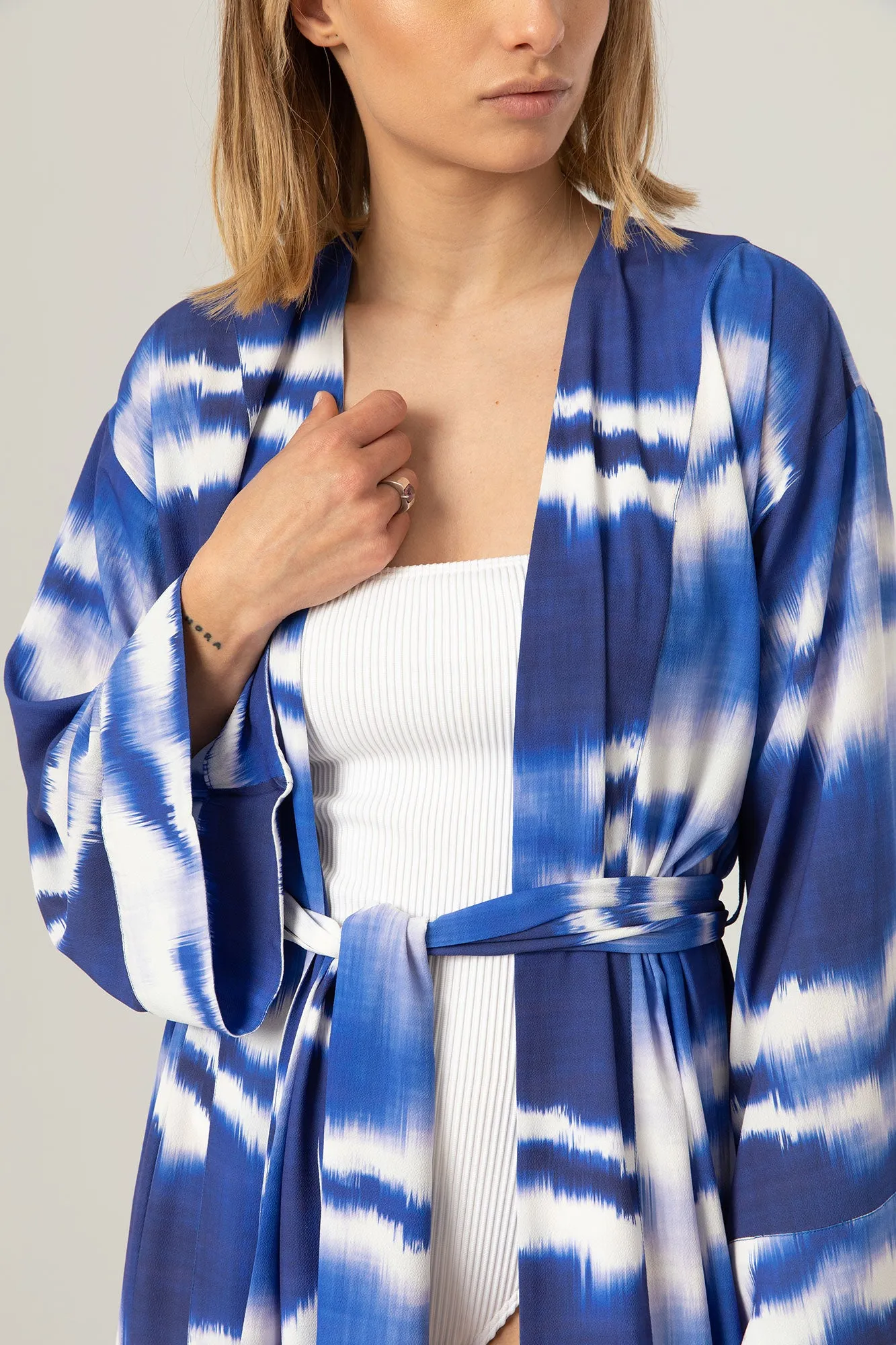 The Sun Kaftan | Blue and white tie dye