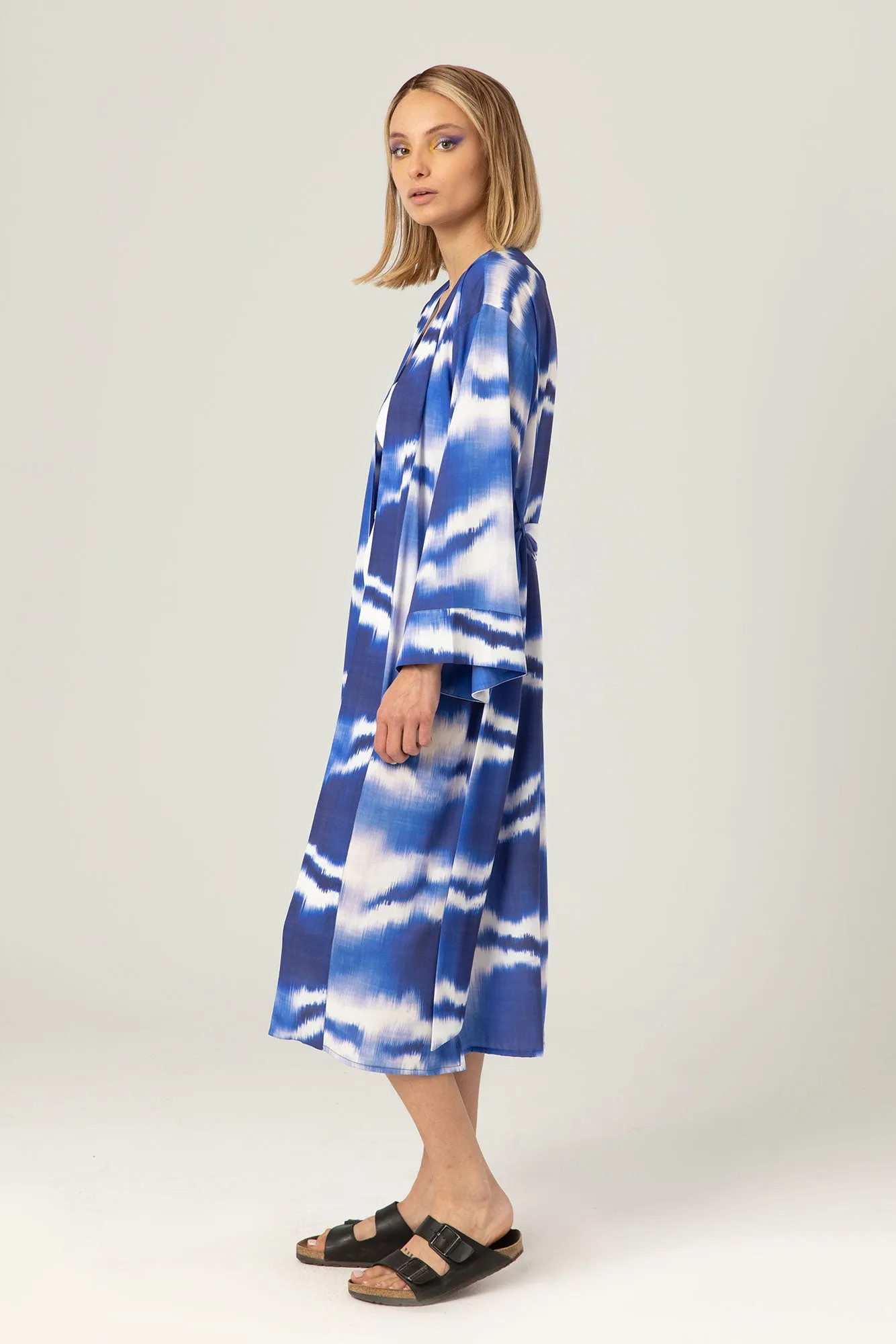 The Sun Kaftan | Blue and white tie dye