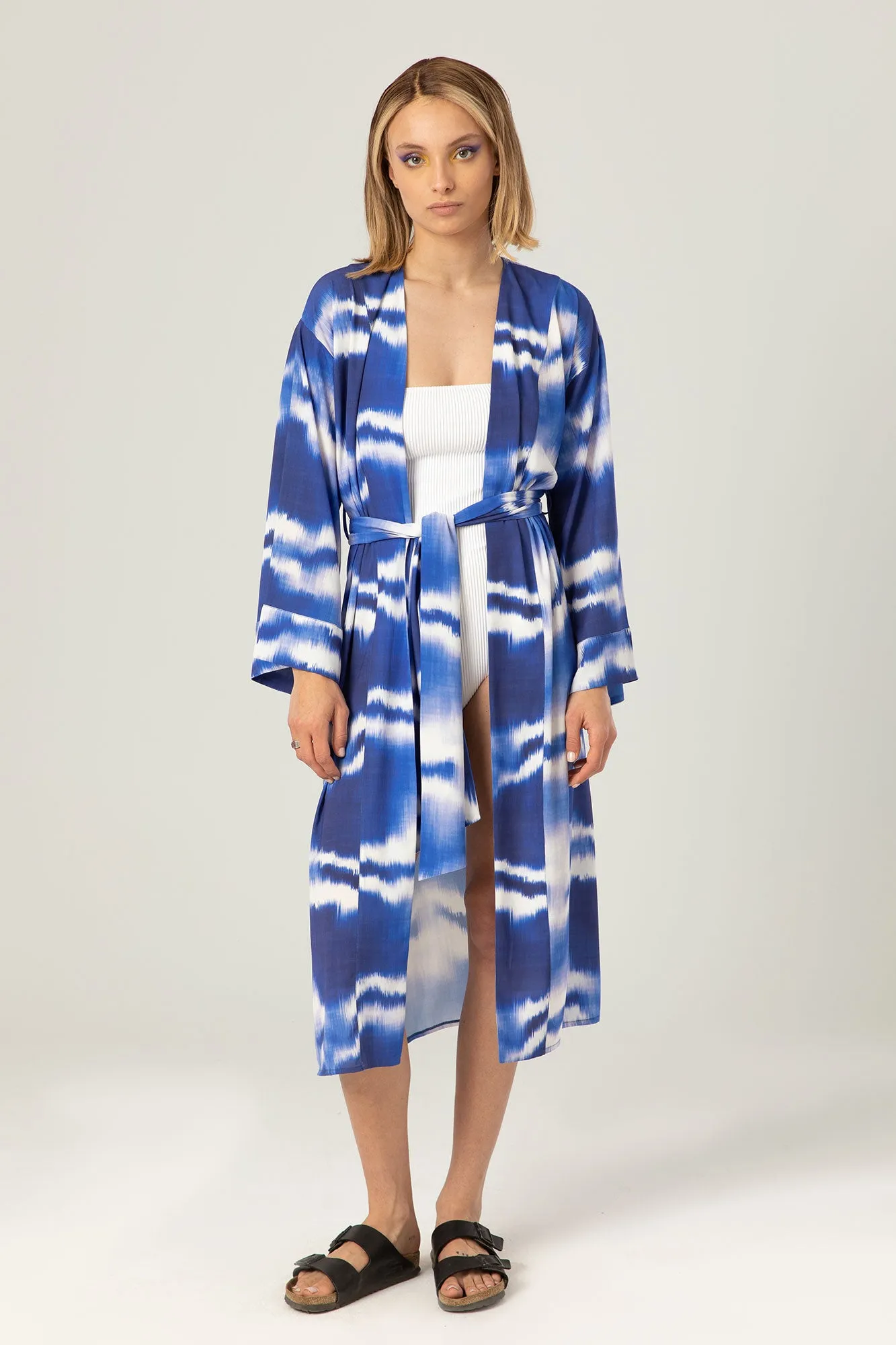 The Sun Kaftan | Blue and white tie dye