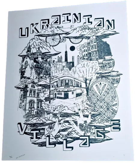 Ukrainian Village Chicago Silkscreen Print by Ian Ferguson- Hydeon