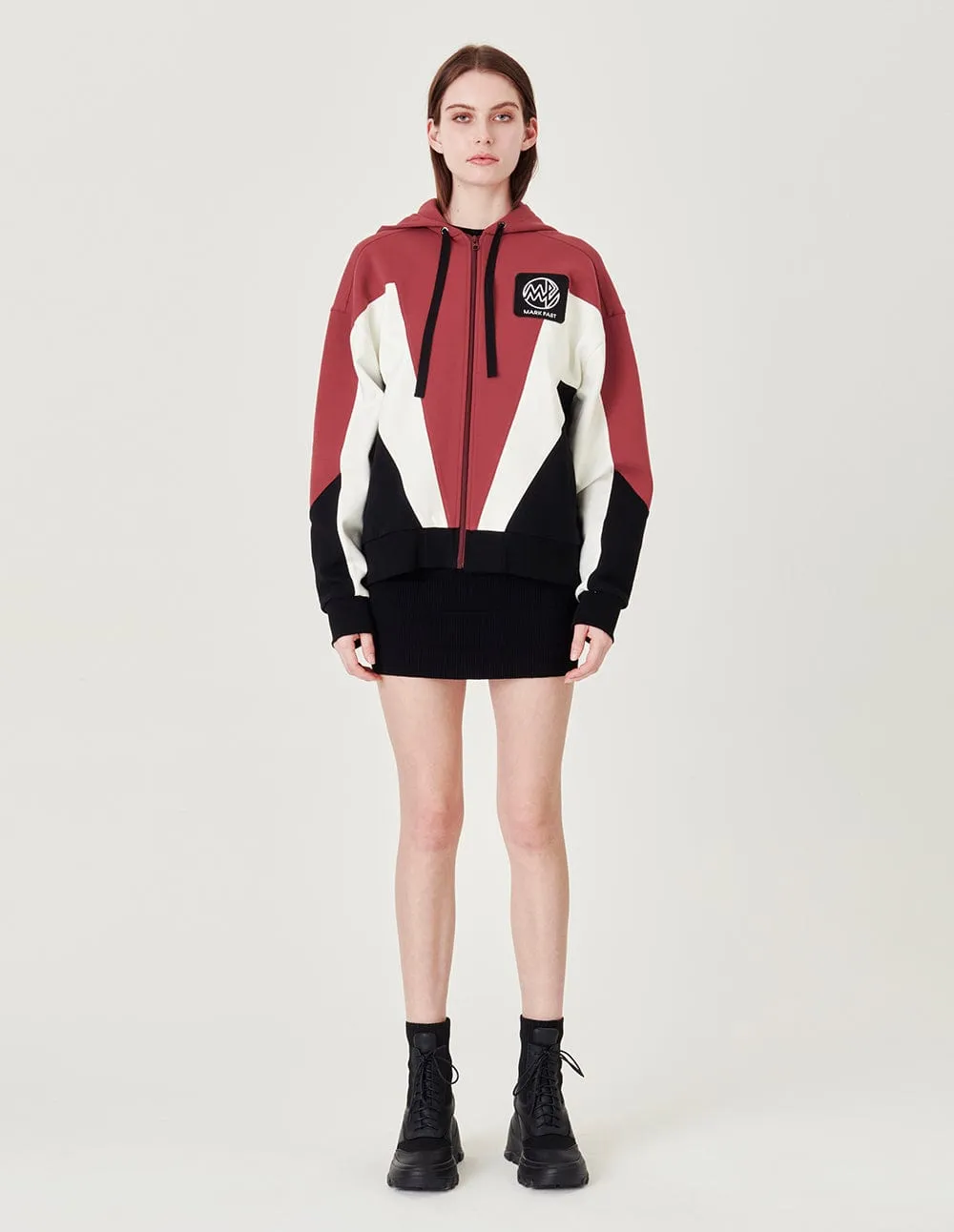 Unisex Hooded Colour-Block Casual Jacket