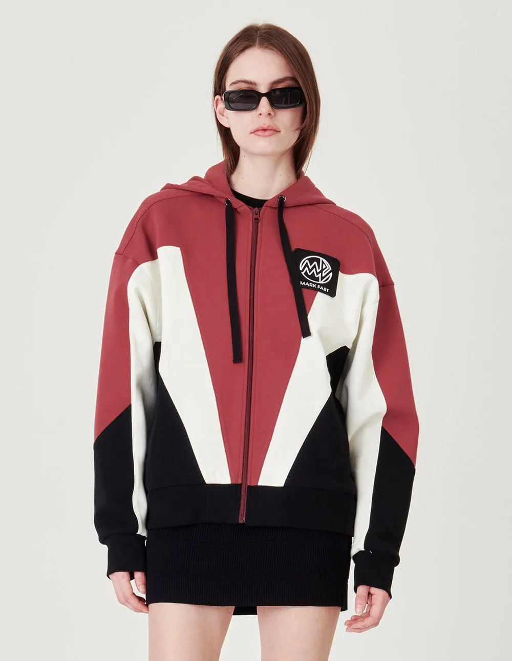Unisex Hooded Colour-Block Casual Jacket