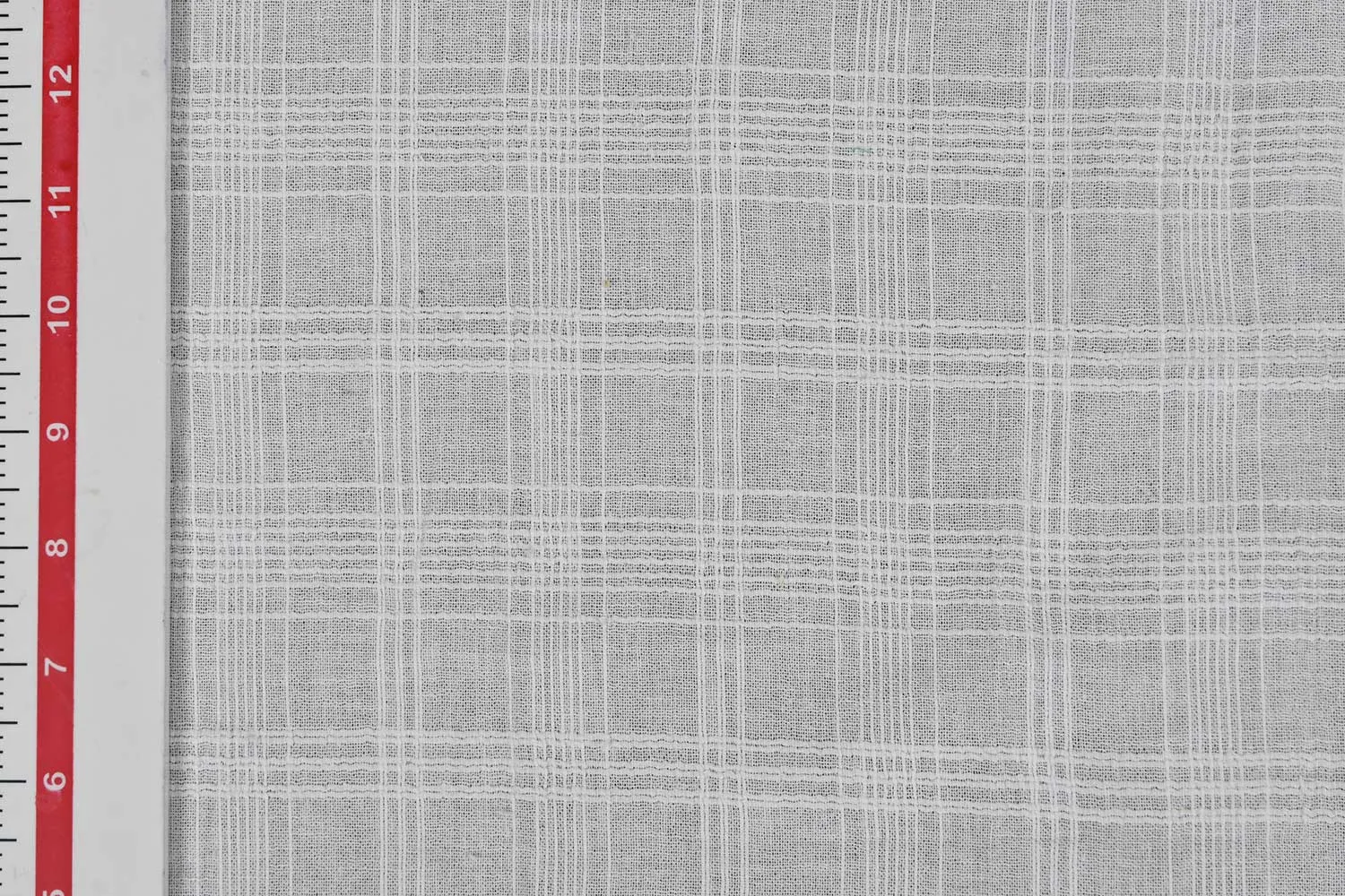 White Checks Cotton Crepe Fabric