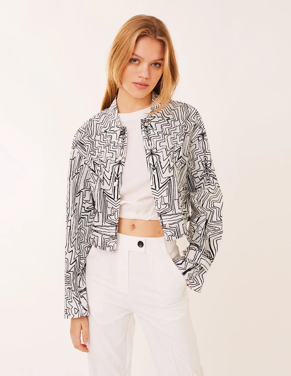 Women Graffiti Printed Baseball Jacket