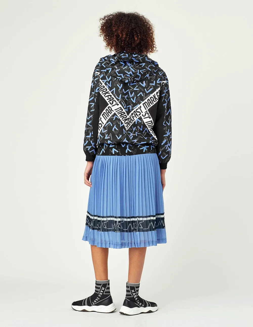 Women Printed Hooded Half-Zip Windbreaker