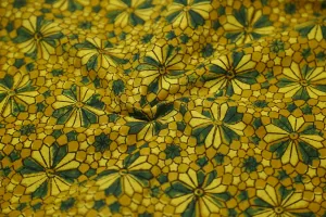 Yellow Ajrak Printed Cotton Fabric