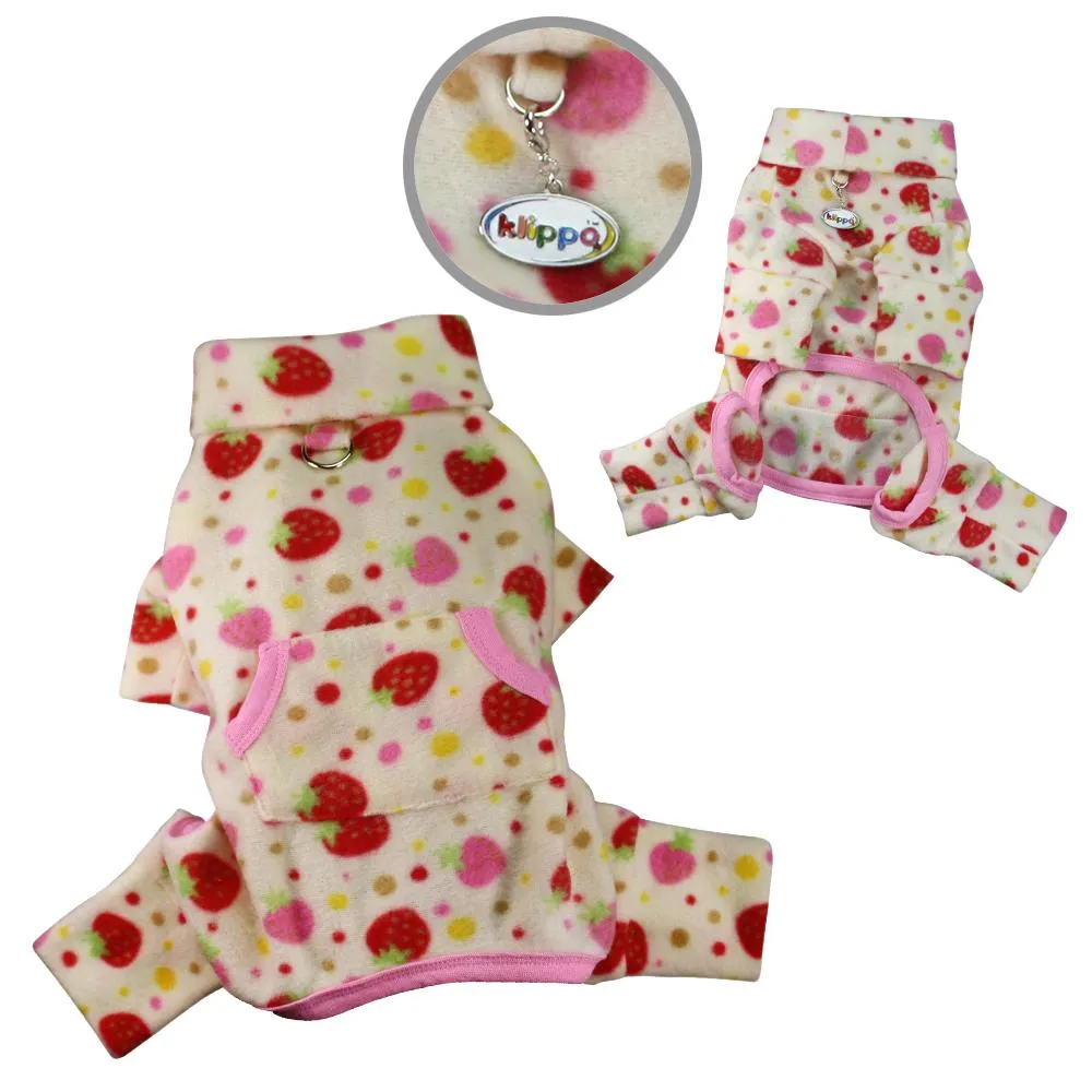 Yummy Strawberry Fleece Turtleneck Dog Pajamas